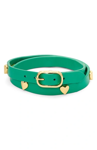 Kate Spade Heartful Leather Wrap Bracelet In Yucca