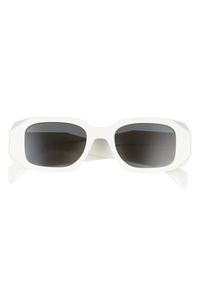 Prada Runway 49mm Rectangle Sunglasses In White