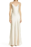 L Agence Serita Silk Charmeuse Maxi Slipdress In Champagne