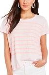 Vineyard Vines Placed Stripe Surf T-shirt In Pink Cloud