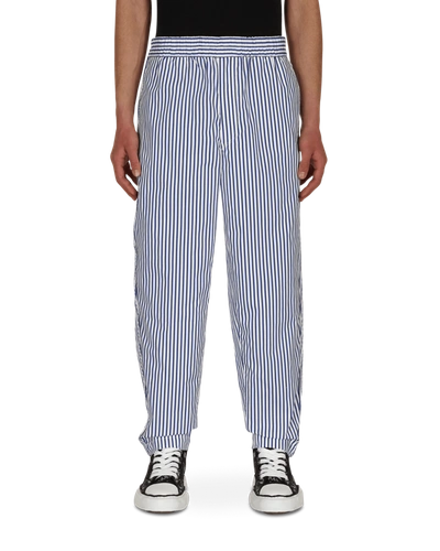 Comme Des Garçons Shirt Striped Cotton-poplin Trousers In Blue Stripe 1