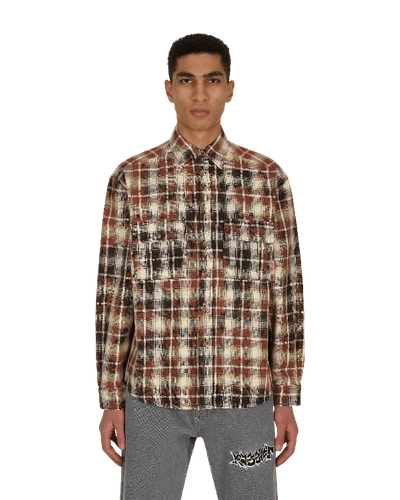 Paccbet Bleached Check Shirt In Brown