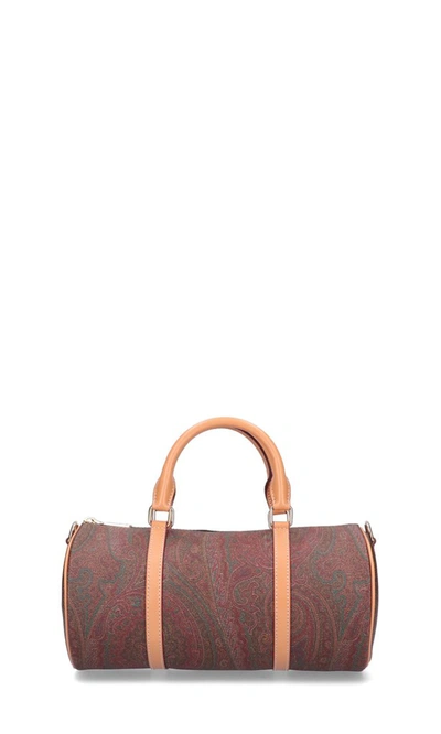 Etro Paisley-print Cylindrical Tote Bag In Brown