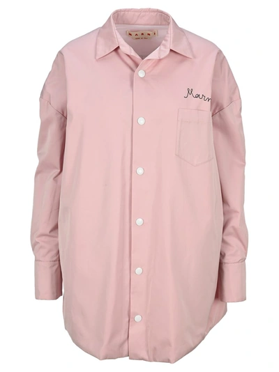 Marni Embroidered-logo Overshirt In Pink