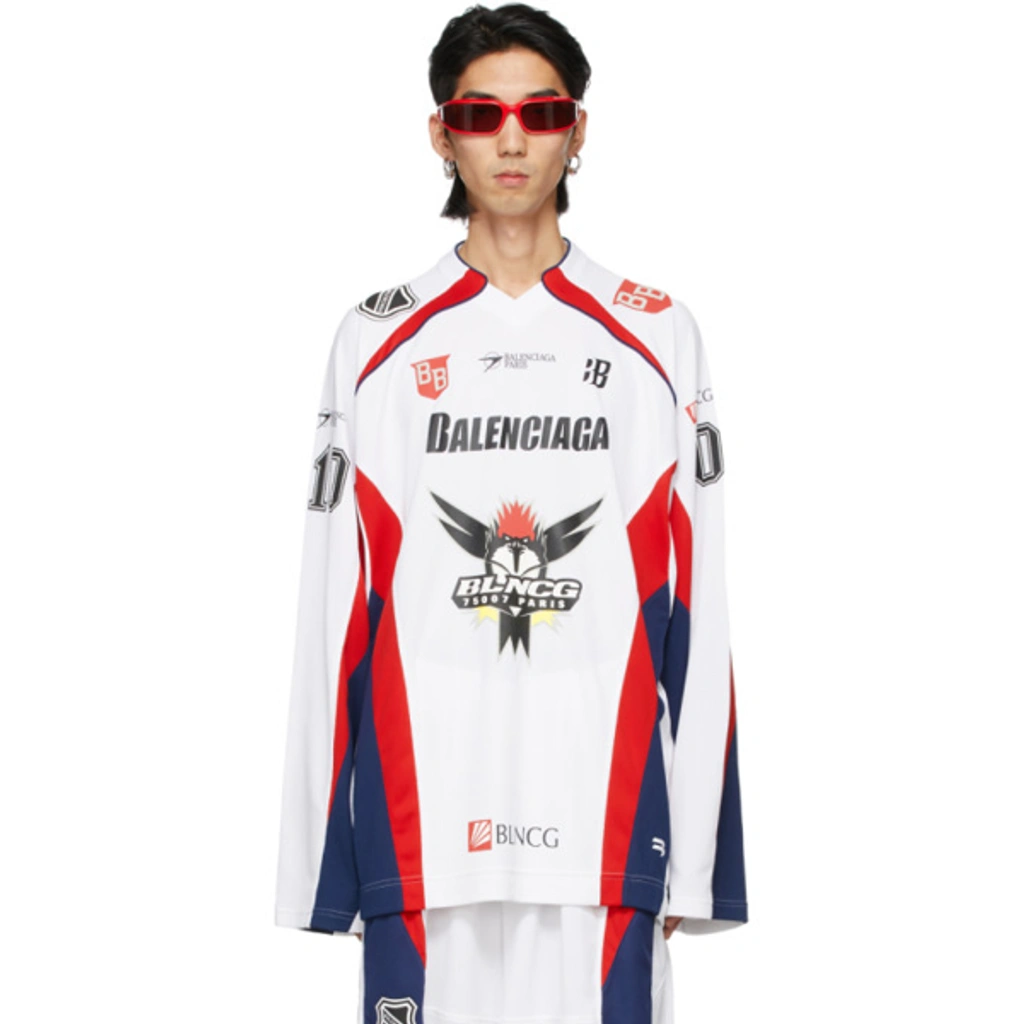 Balenciaga Hockey Panelled Long-sleeve T-shirt In White