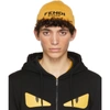 FENDI YELLOW JACQUARD LOGO BEANIE