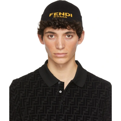Fendi Logo嵌花针织套头帽 In Brown
