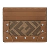 FENDI BROWN STUD 'FOREVER FENDI' CARD HOLDER