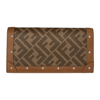 Fendi Ff Studded Continental Wallet In Brown
