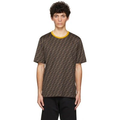 Fendi Contrast-tipped Logo-print Cotton-jersey T-shirt In White