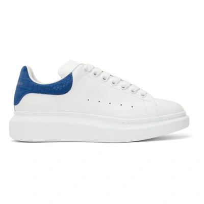 Alexander Mcqueen White And Blue Embossed Oversized Sneakers