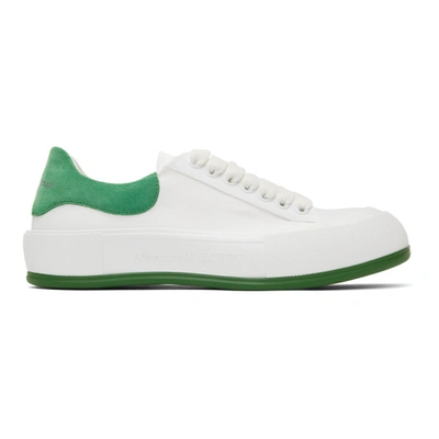 Alexander Mcqueen White & Green Deck Plimsoll Sneakers