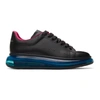Alexander Mcqueen Transparent Sole Colorblock Platform Leather Sneakers In Black/blue/magenta