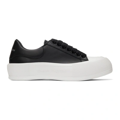 Alexander Mcqueen Deck Plimsoll Lace-up Trainers In Black