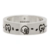 GUCCI SILVER TROUBLE ANDREW EDITION SLIM 'GUCCIGHOST' SKULL RING