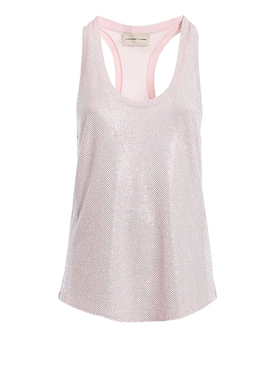 Alexandre Vauthier Rhinestone Detailed Stretch Cotton Tank Top In Pink