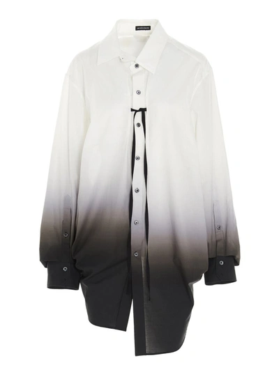 Ann Demeulemeester White & Black Degradé Shirt In White,multi