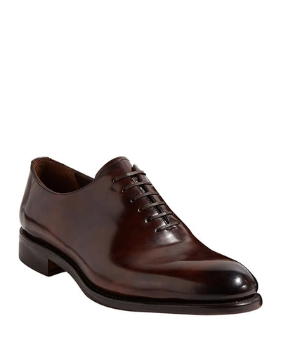 FERRAGAMO MEN'S ANGIOLO TRAMEZZA WHOLE-CUT LEATHER LACE-UP SHOES,PROD229280322