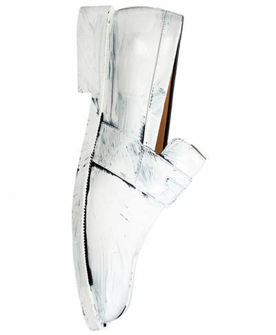 Maison Margiela Painted Leather Loafers In Bianchetto
