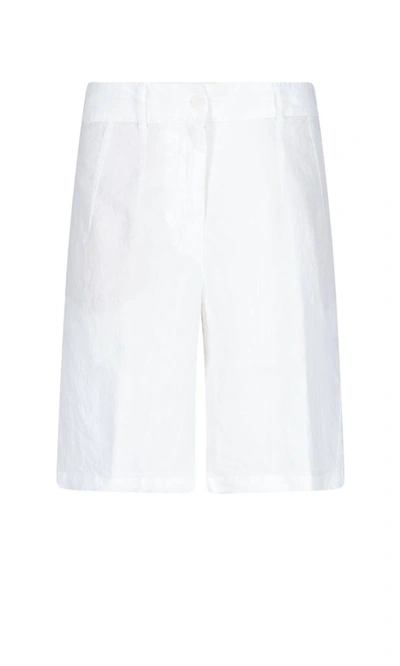 Aspesi Long-line Linen Shorts In White