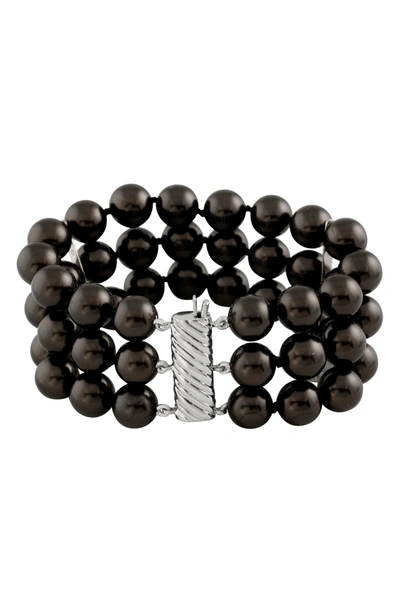 Splendid Pearls Silver 10-11mm Shell Pearl Bracelet In Black