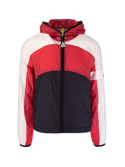 Moncler Logo Jacket In White Red And Blue
