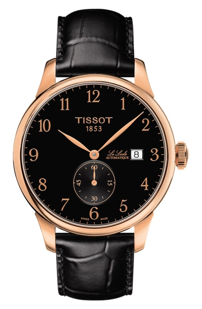 Tissot Le Locle Automatique Petite Seconde Croc Embossed Leather Strap Watch, 39mm In Black
