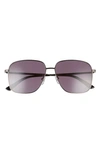 Gucci 60mm Square Sunglasses In Silver/ Smoke