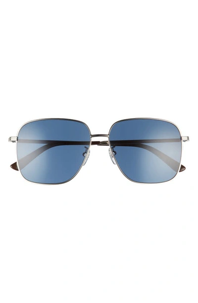 Gucci 60mm Square Sunglasses In Silver/ Blue