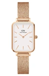Daniel Wellington Quadro Pressed Melrose 20x26mm In Rose Gold/white