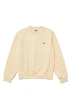 Lacoste Ribbed Side Organic Cotton Sweatshirt In Naturel Clair