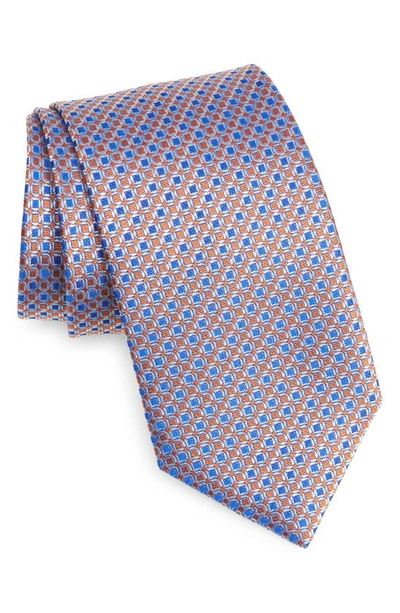 David Donahue Neat Silk Tie In Orange