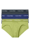 Calvin Klein 3-pack Moisture Wicking Stretch Cotton Briefs In Blue/ Green/ Grey