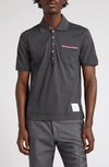 Thom Browne Collar Polo Shirt With Patch Pocket In Dark Grey