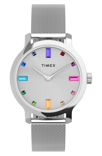 Timexr Timex® Transcend Mesh Strap Watch, 31mm In Stainless