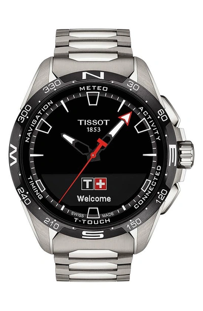 Tissot Men's Swiss T-touch Connect Solar Titanium Bracelet Smart Watch 48mm In Silver