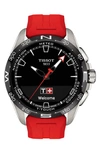 Tissot Men's Swiss T-touch Connect Solar Red Rubber Strap Smart Watch 48mm In Red
