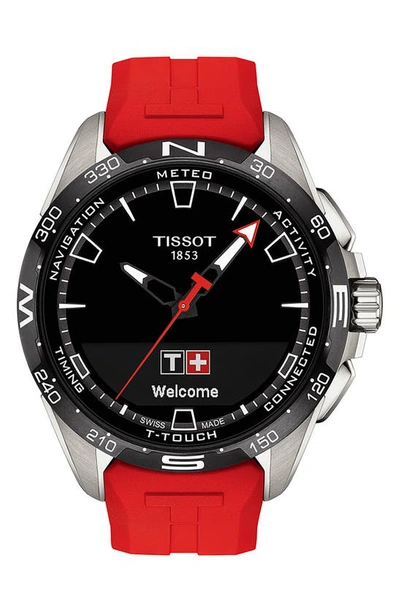 Tissot Men's Swiss T-touch Connect Solar Red Rubber Strap Smart Watch 48mm