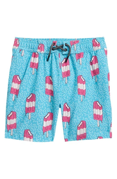 Sovereign Code Kids' Disruptor Print Swim Trunks In Popsicle Party/ Teal
