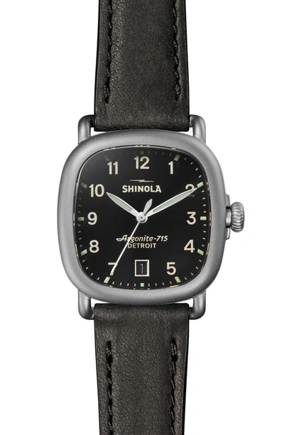 Shinola The Guardian Leather Strap Watch, 36mm In Black