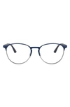 Ray Ban 55mm Semi Rimless Round Optical Glasses In Silver Blue