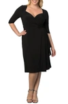 Kiyonna Sweetheart Neck Wrap Dress In Black Noir