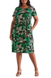 ESTELLE PANTHER PRINT BELTED MIDI DRESS,ED161703