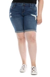 Slink Jeans Distressed Bermuda Denim Shorts In Teresa
