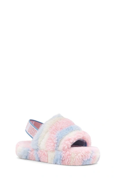 Ugg Kids' Fluff Yeah Slide In Carolina/pink/yellow