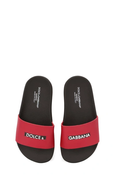 Dolce & Gabbana Kids' 印logo凉拖 In Black