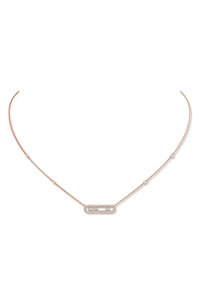 Messika Baby Move Pavé Diamond Necklace In Pink Tones