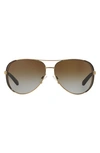 Michael Kors Aviator Shaped Sunglasses In Gold/ Black/ Brown Gradient
