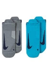 Nike Multiplier Assorted 2-pack No-show Running Socks In Blue/ Grey