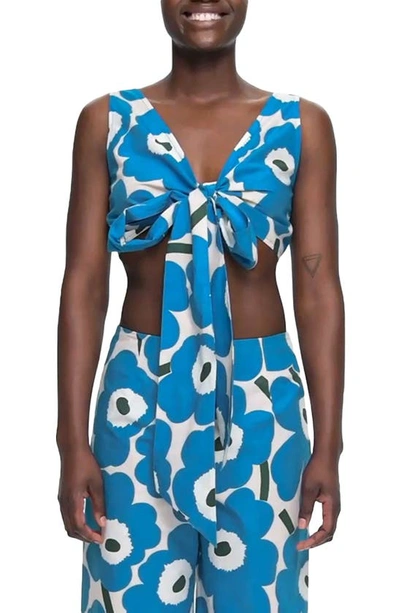 Marimekko Laituri Pieni Unikko 2 Crop Top In Blue, Black